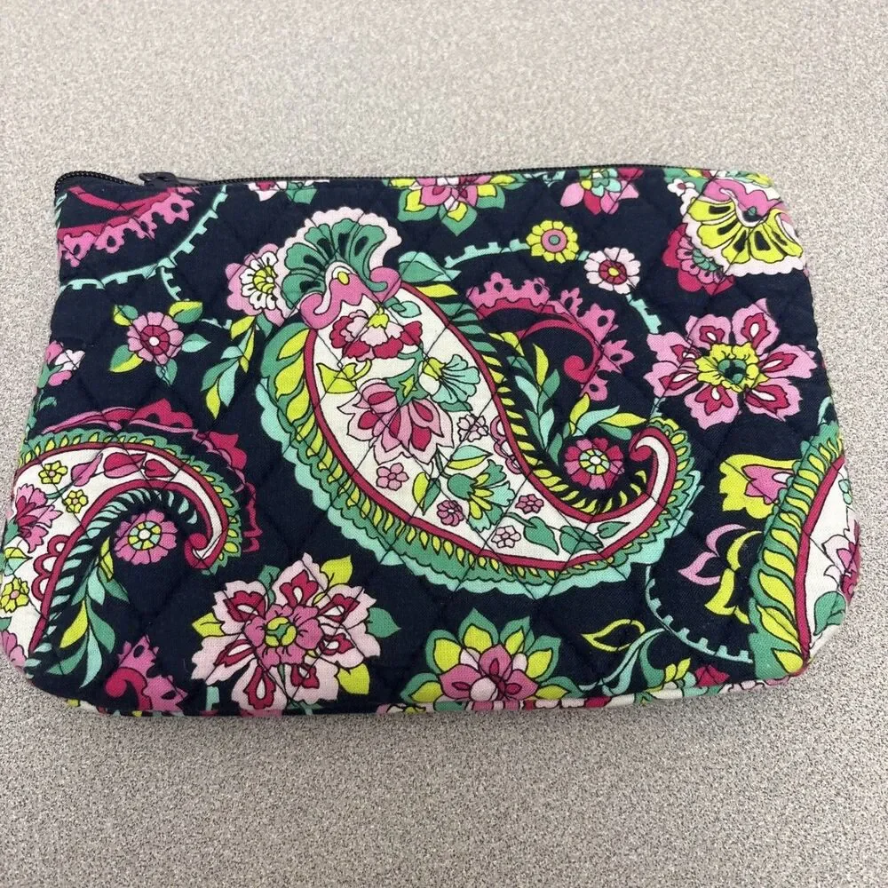 Vera Bradley Petal Paisley Makeup, Cosmetics Bag, 9”X6”, Lined, Zipped, NWOT